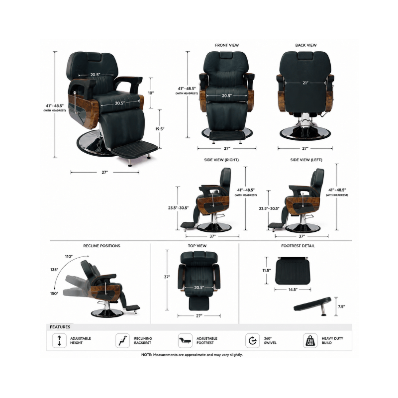 #2808BQ Classic Barber Chair - Image 5