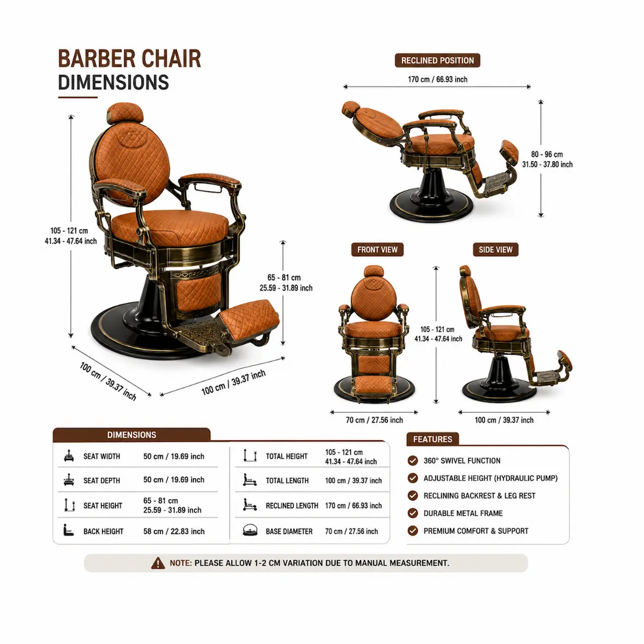 #2933B Retro Barber Chair - Image 4