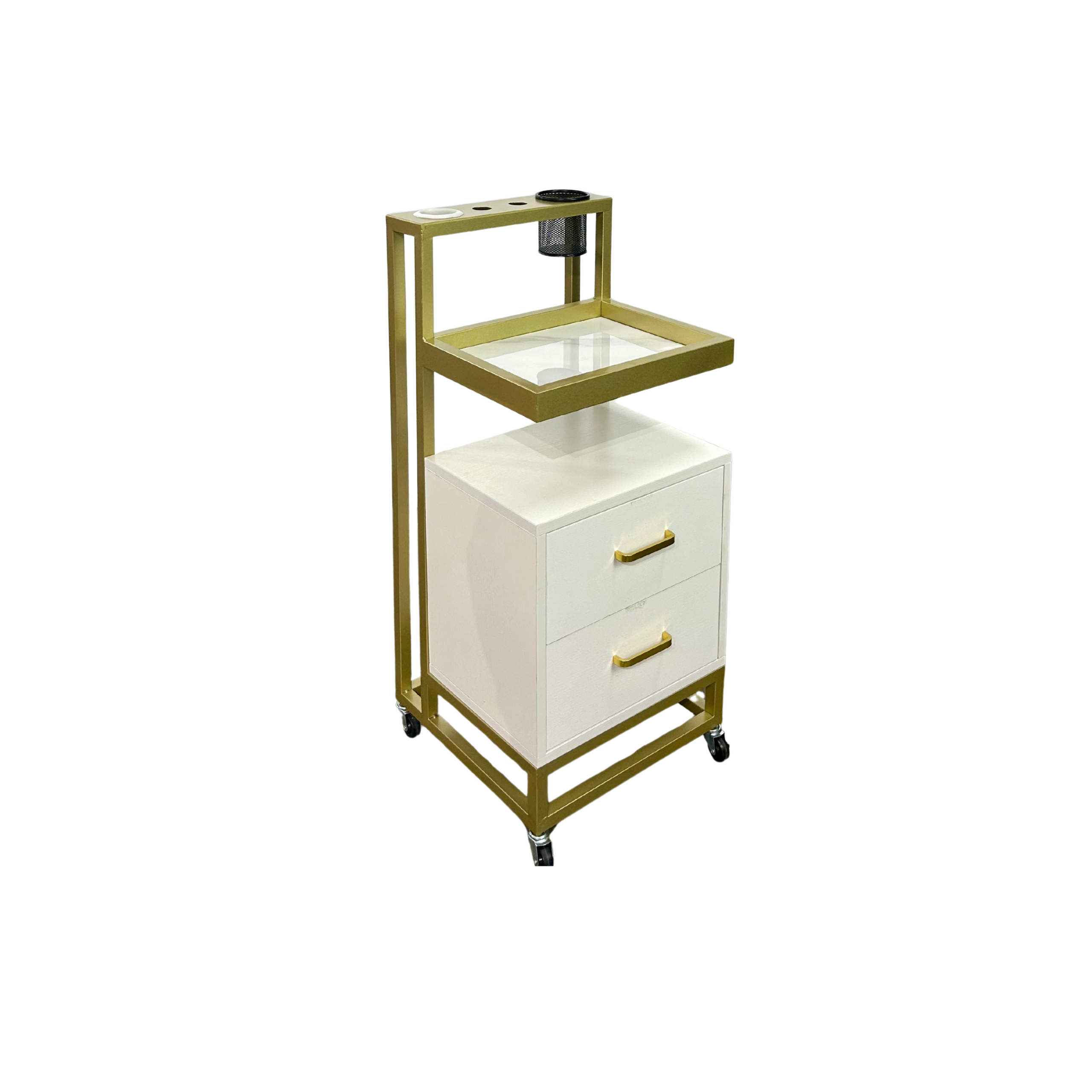 #WT001 Gold and White Salon Trolley