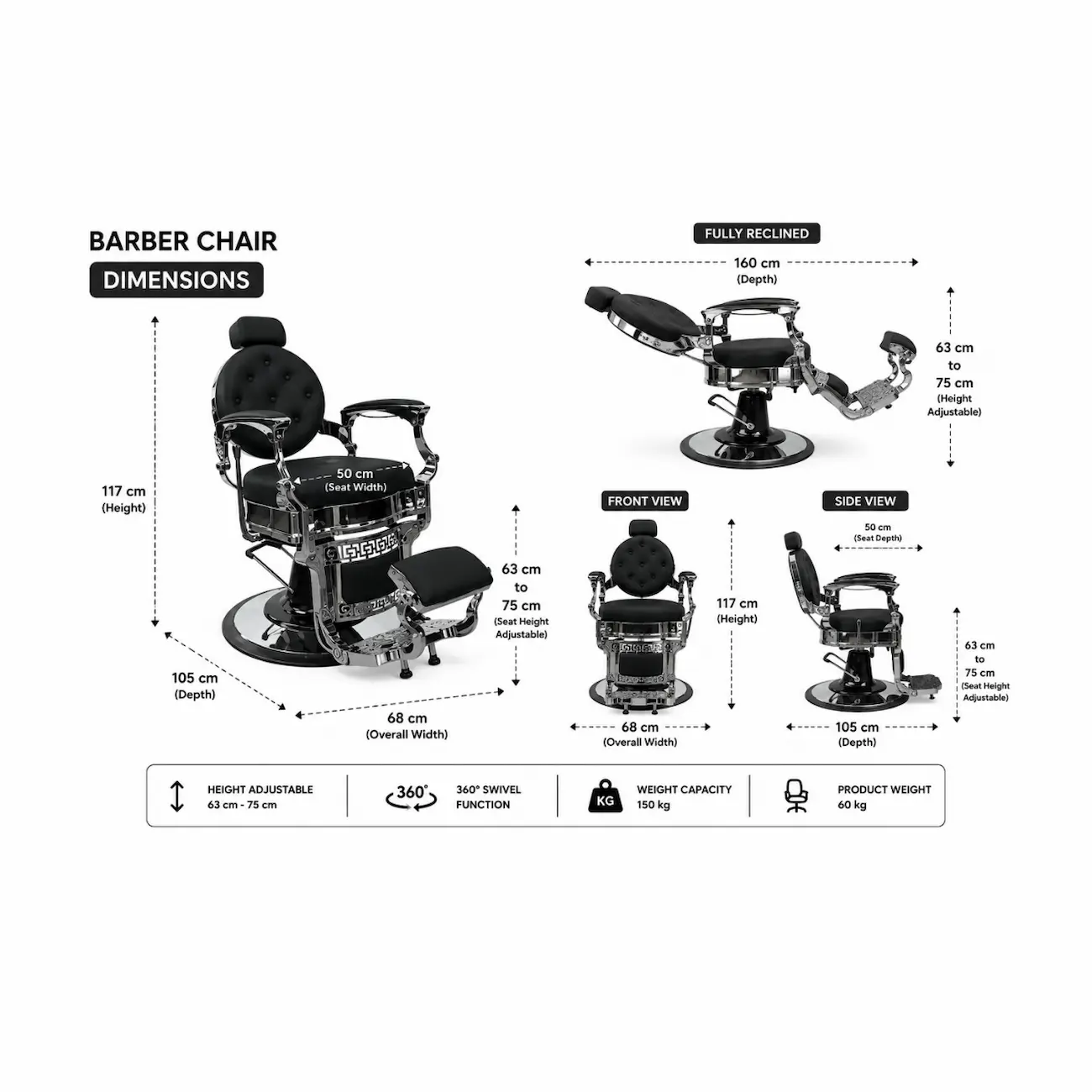#8827S Retro Barber Chair - Image 5