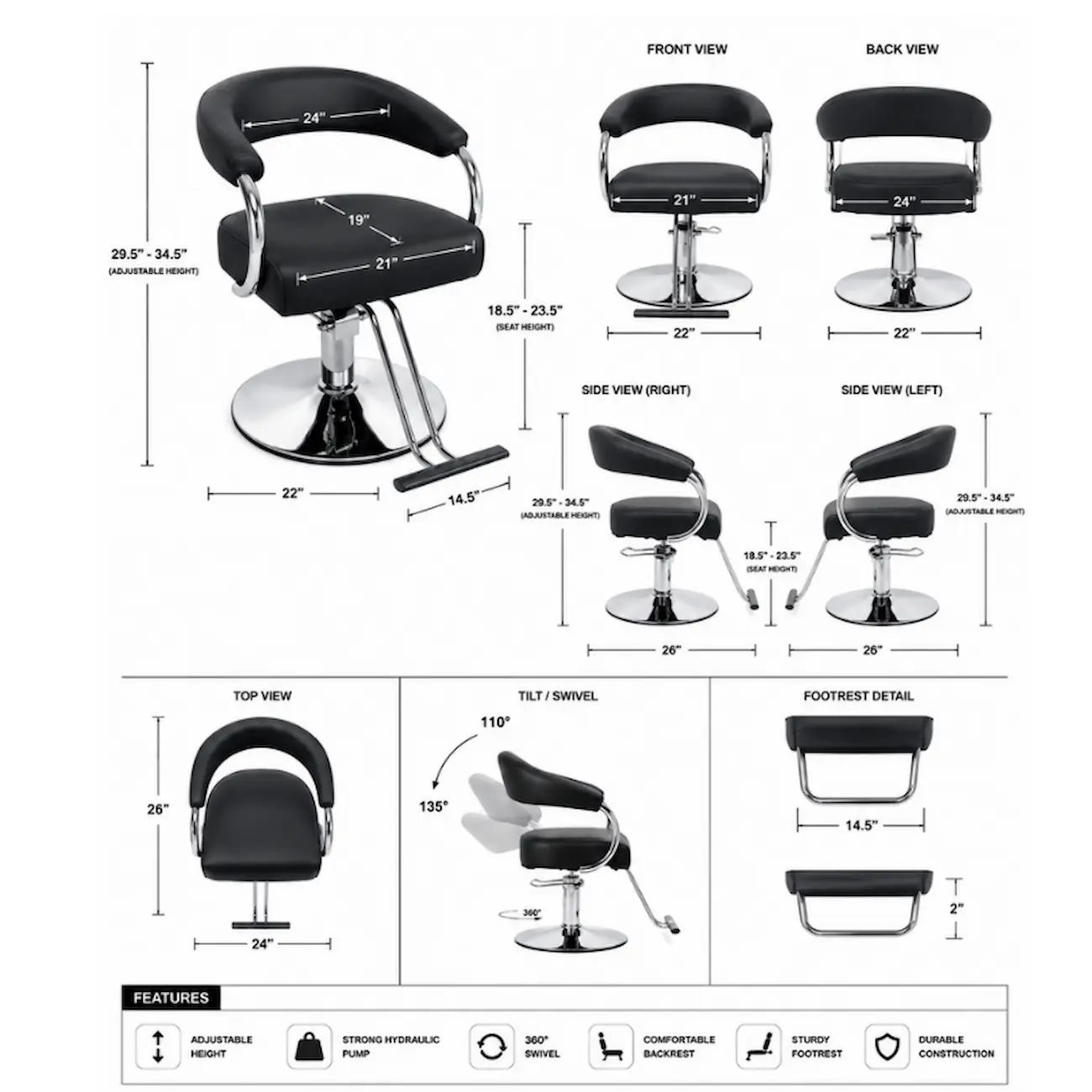 #3117S Salon Styling Chair - Image 5