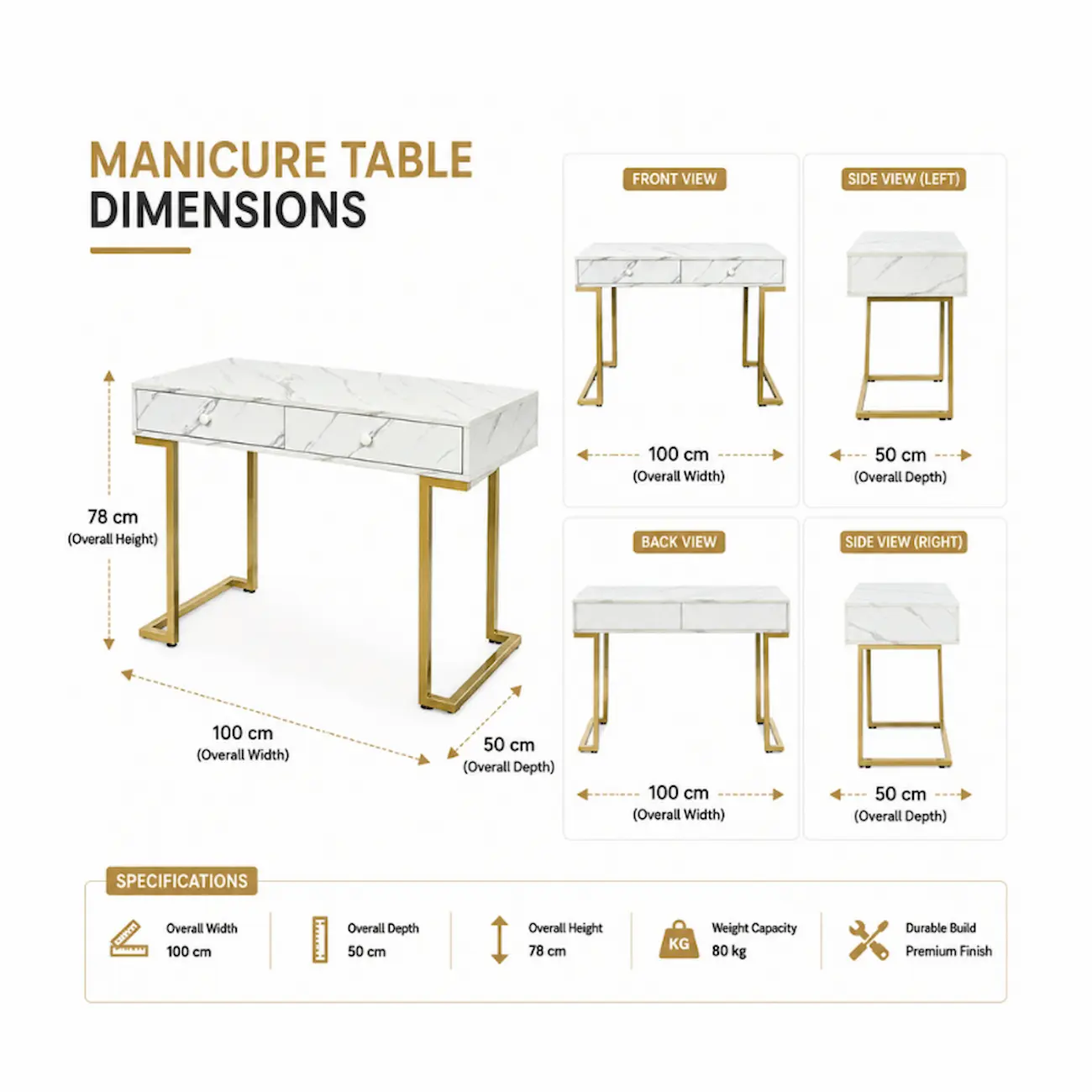 #MT-507 White Manicure Table - Image 4