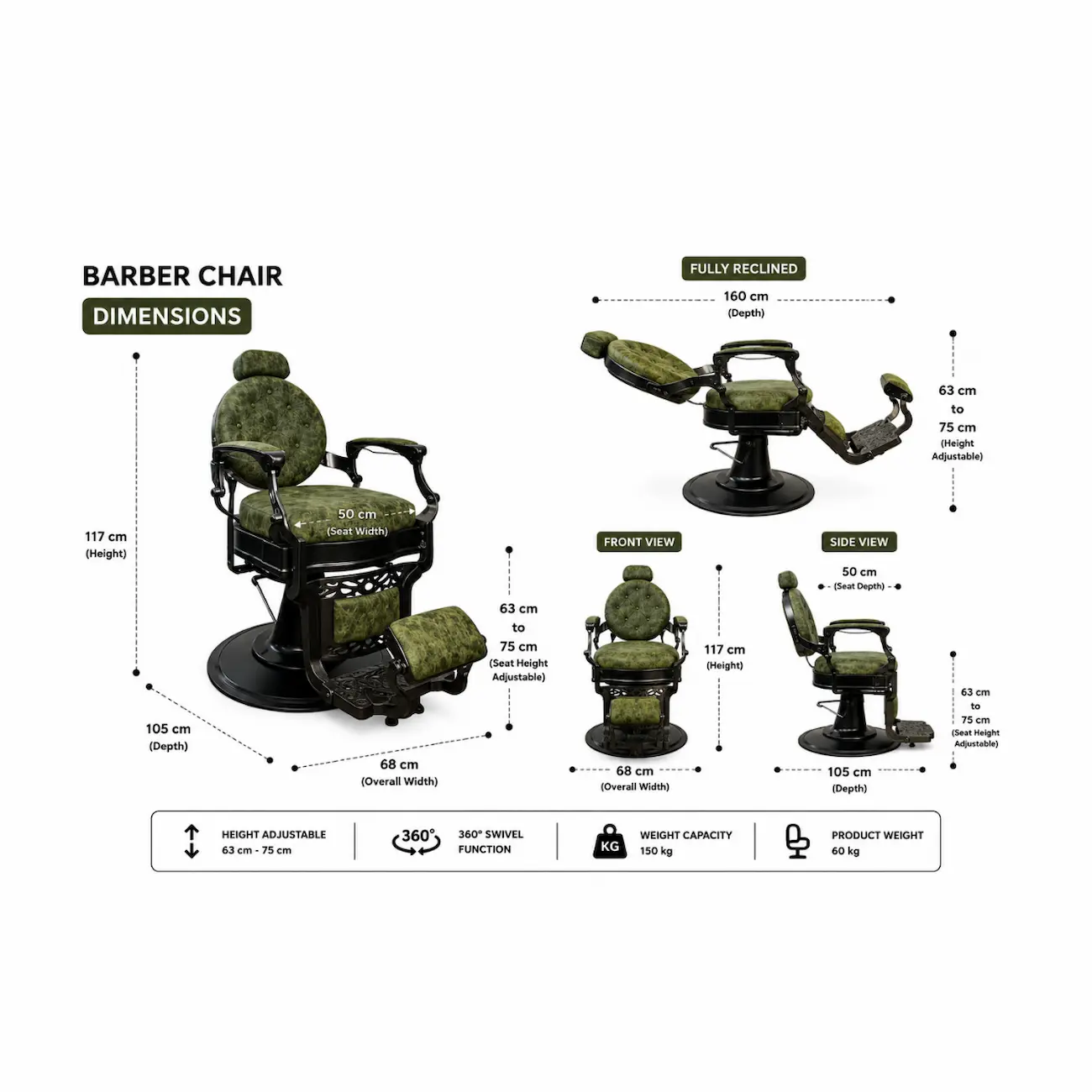 #8827GR Professional Barber Chair - Image 5