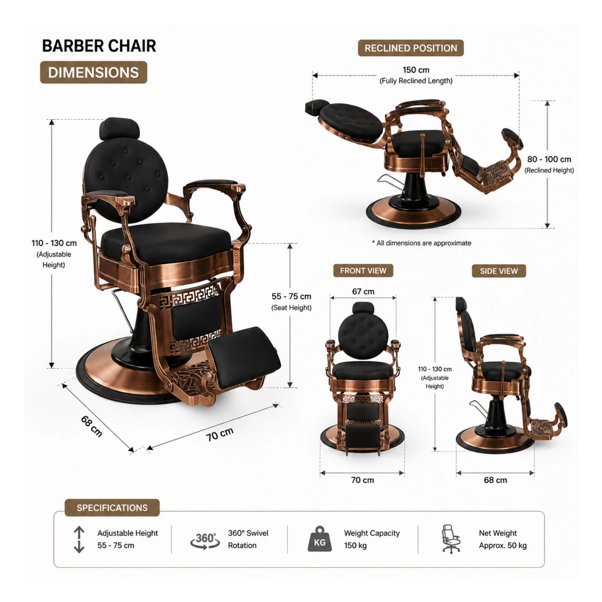 #8827CC Retro Barber Chair - Image 6