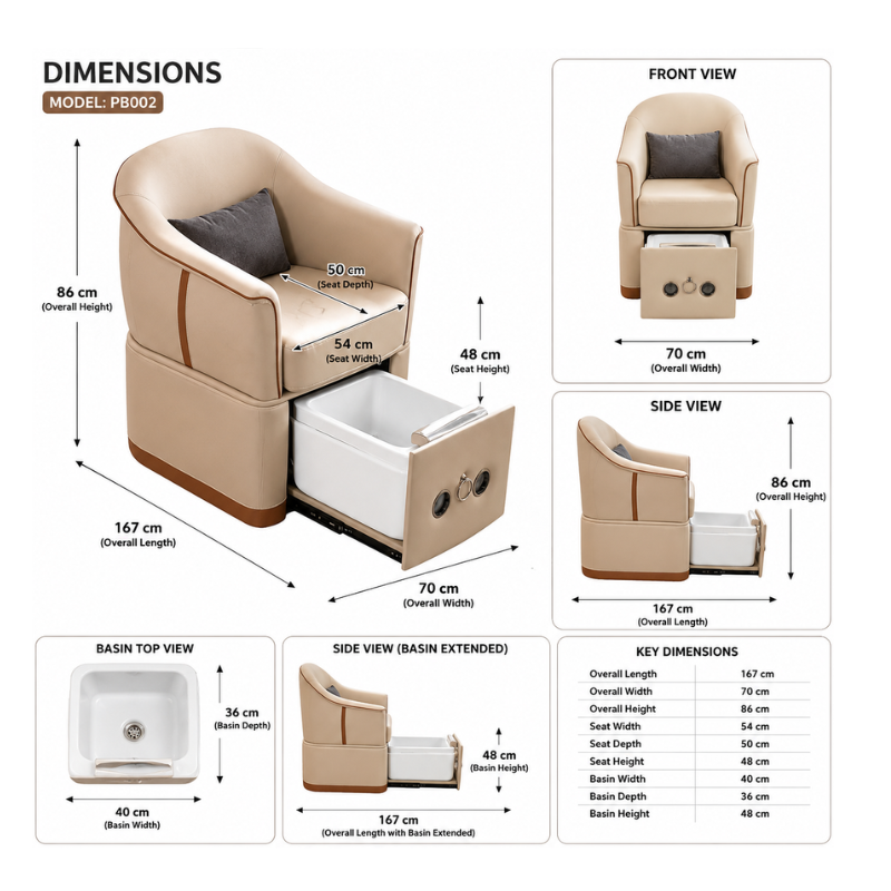 #PED005- Beige Pedicure Spa Chair - Image 5