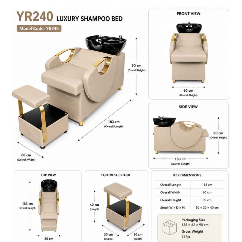 #YR240 - Beige Luxury Shampoo Bed - Image 5